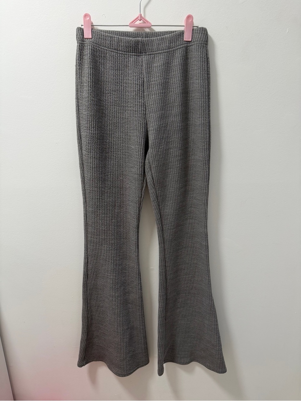 American Eagle Girls S/P Gray Ribbed Flare Leg Pants Y2K